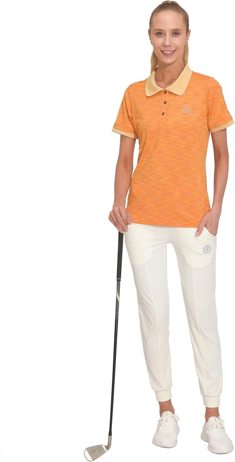 imageLittle Donkey Andy Womens Lightweight Sport Cool DRI UPF 50 Polo Shirt MoistureWicking Performance with 3ButtonsHeather Yellow