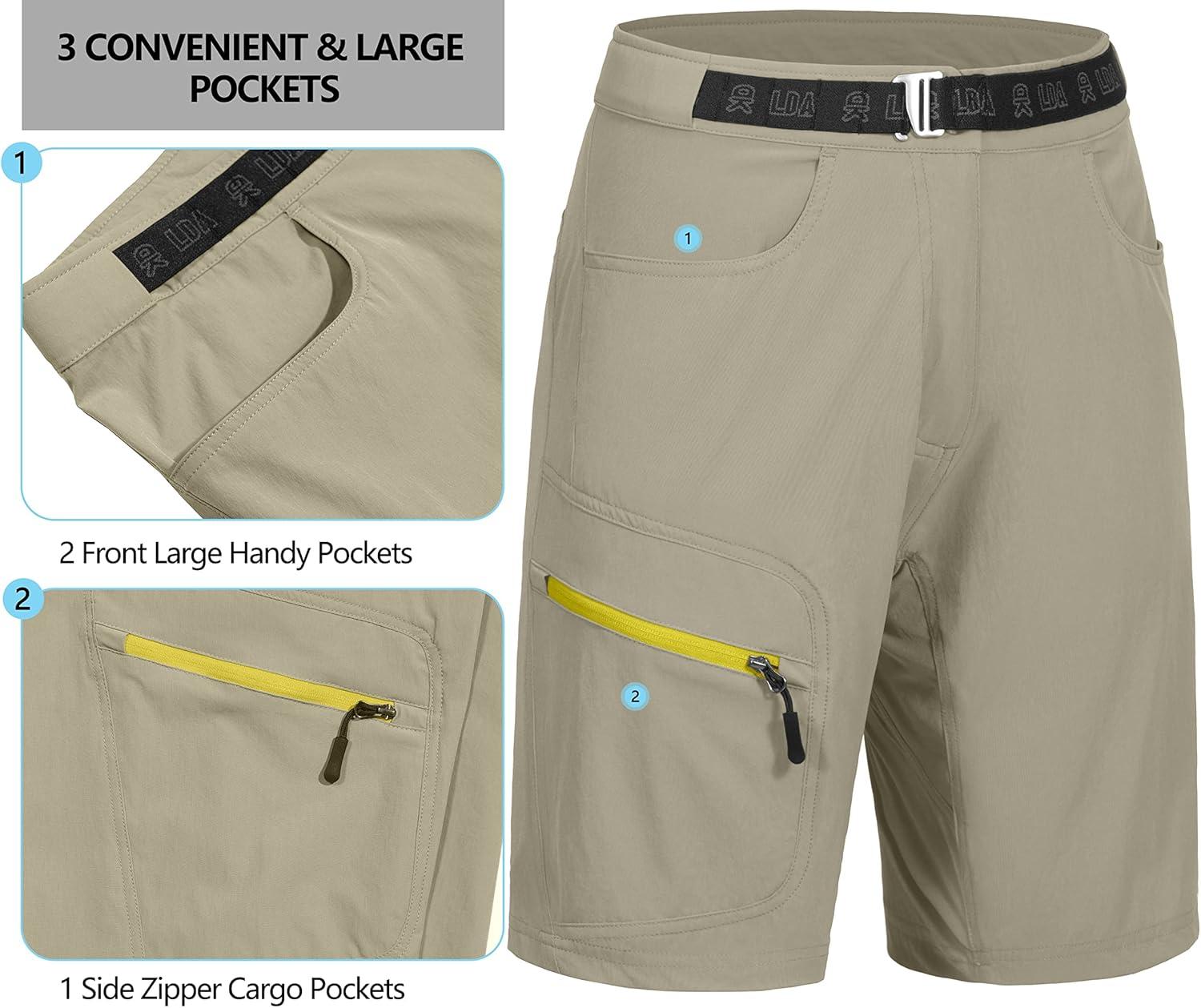 imageLittle Donkey Andy Womens Quick Dry Lightweight Bermuda Golf Cargo Shorts Stretch Business Travel Hiking ShortsLight Khaki