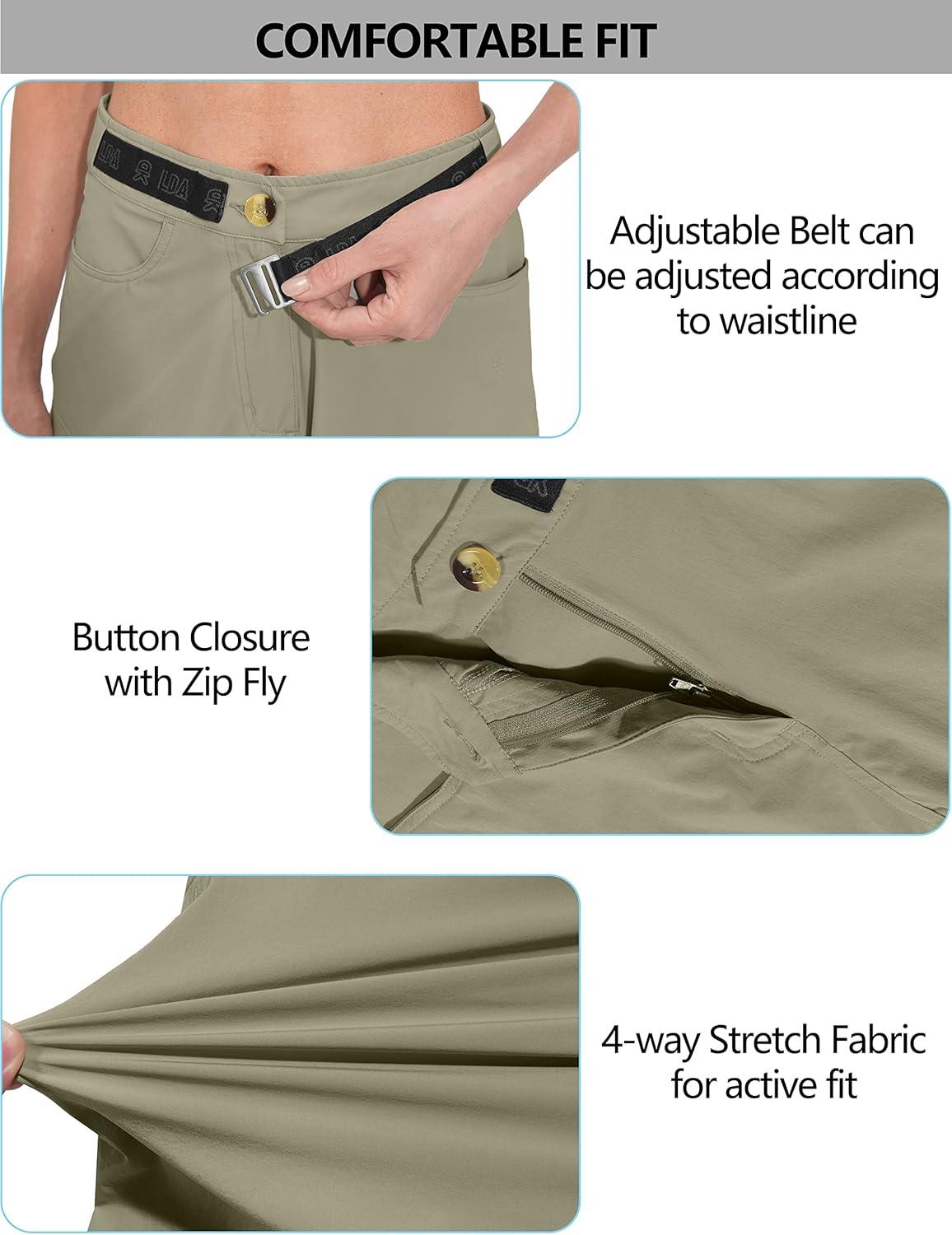 imageLittle Donkey Andy Womens Quick Dry Lightweight Bermuda Golf Cargo Shorts Stretch Business Travel Hiking ShortsLight Khaki