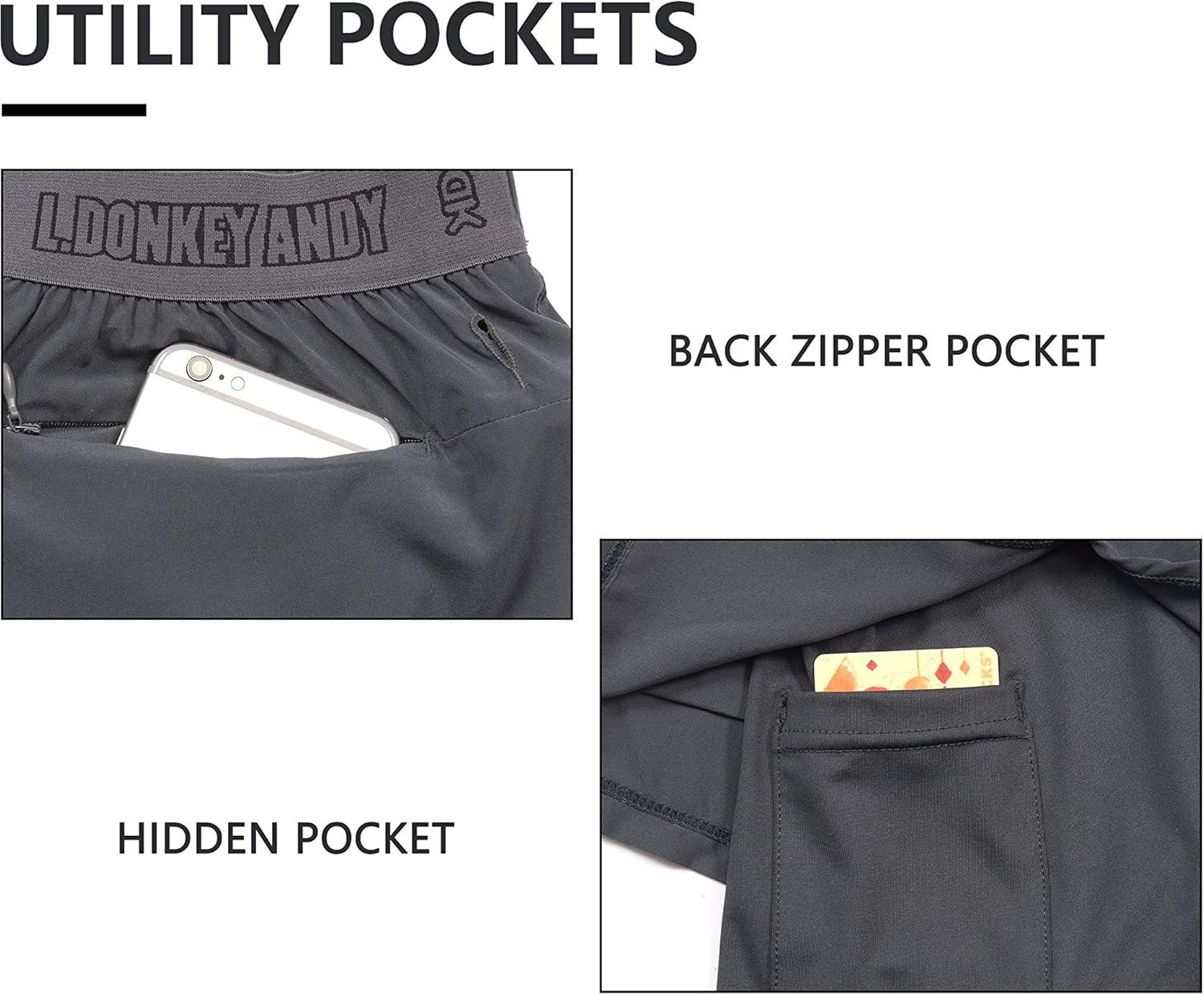 imageLittle Donkey Andy Womens QuickDry Running Shorts High Waist Stretch Workout Hiking Bicycle Athletic Shorts with LinerA3builtin Boxer Gray