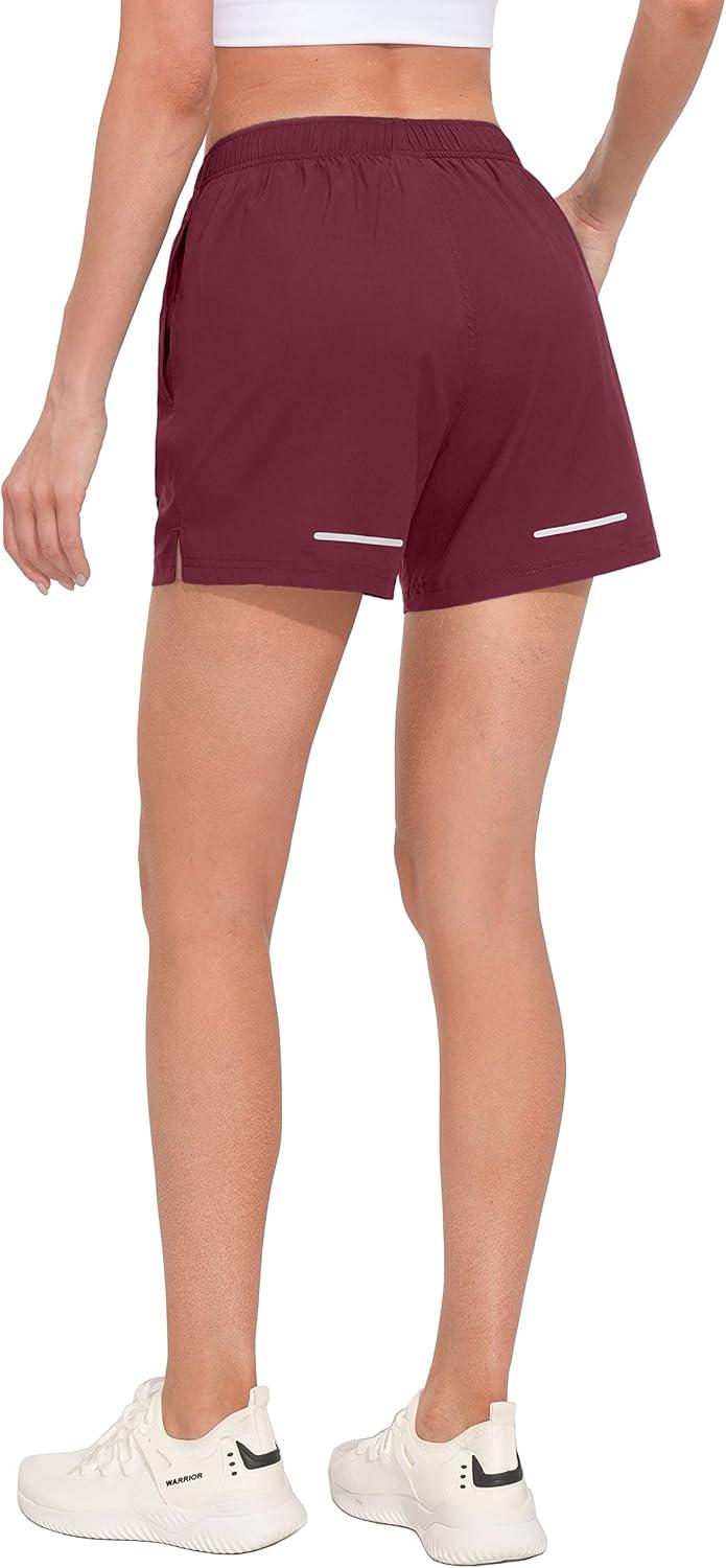 imageLittle Donkey Andy Womens QuickDry Running Shorts High Waist Stretch Workout Hiking Bicycle Athletic Shorts with LinerC6builtin Brief Dark Red