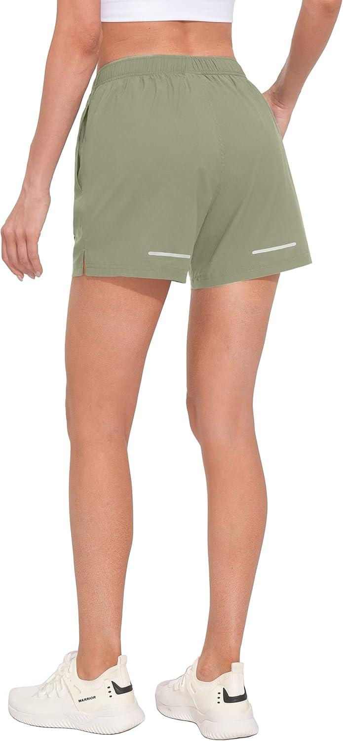 imageLittle Donkey Andy Womens QuickDry Running Shorts High Waist Stretch Workout Hiking Bicycle Athletic Shorts with LinerC7builtin Brief Khaki