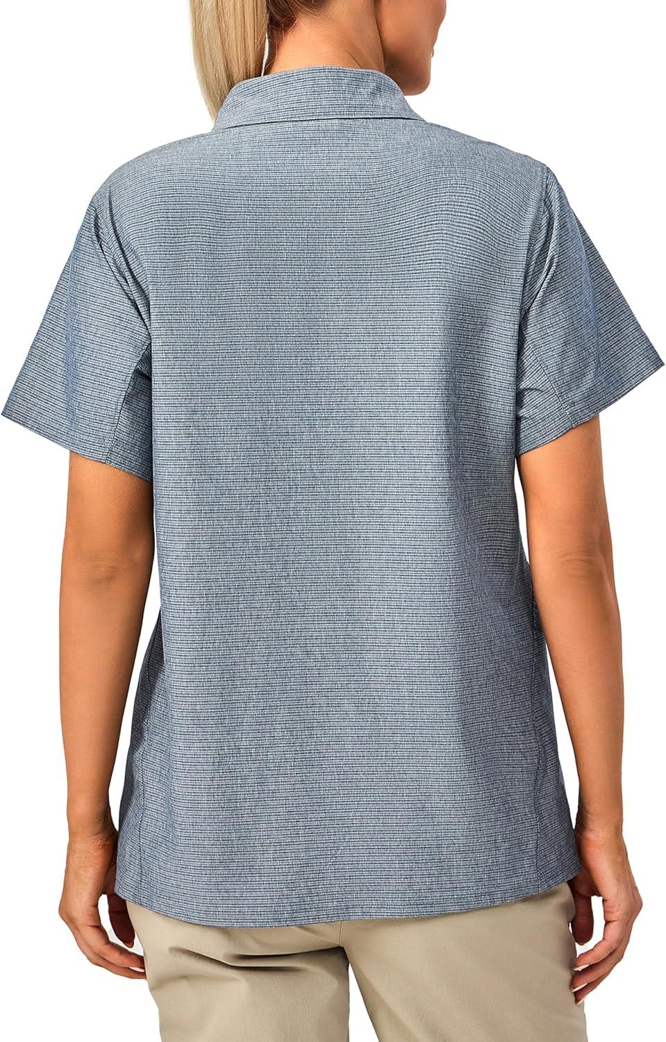 imageLittle Donkey Andy Womens Shirt UPF 50 UV Breathable Short Sleeve Shirt Fishing Hiking Button Down ShirtsBlue