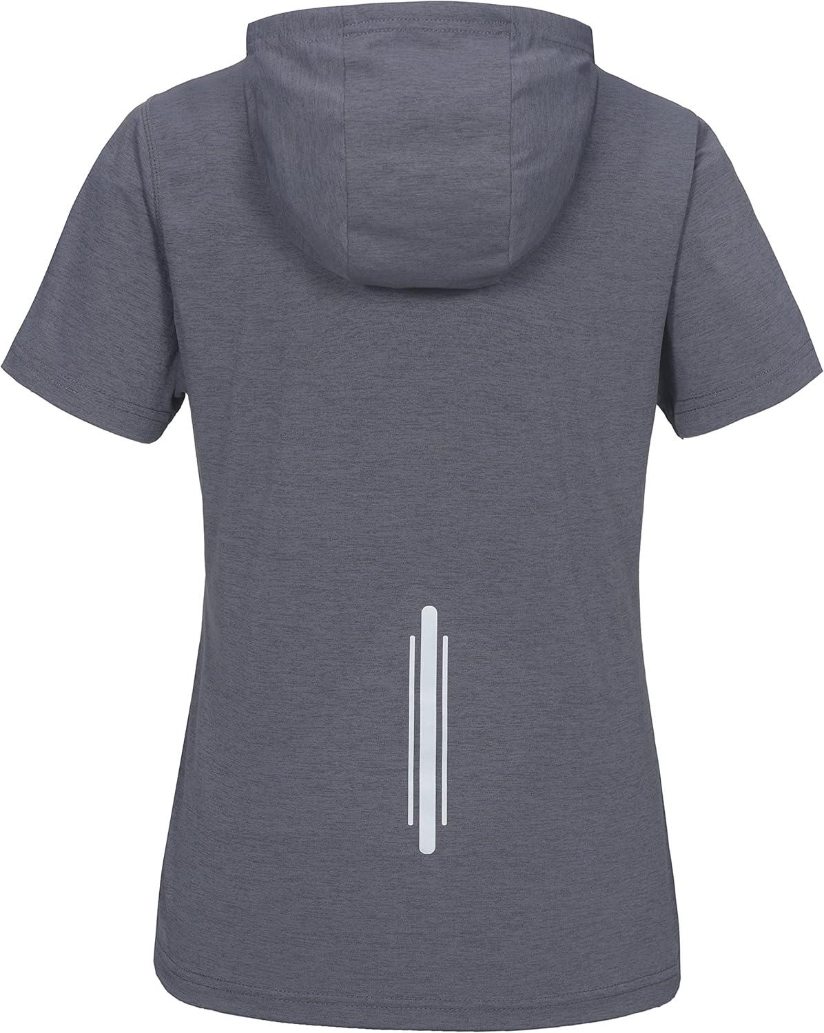 imageLittle Donkey Andy Womens Short Sleeve Quick Dry TShirt with Hood Sun Protection Workout Stretch Basic Tops Tee