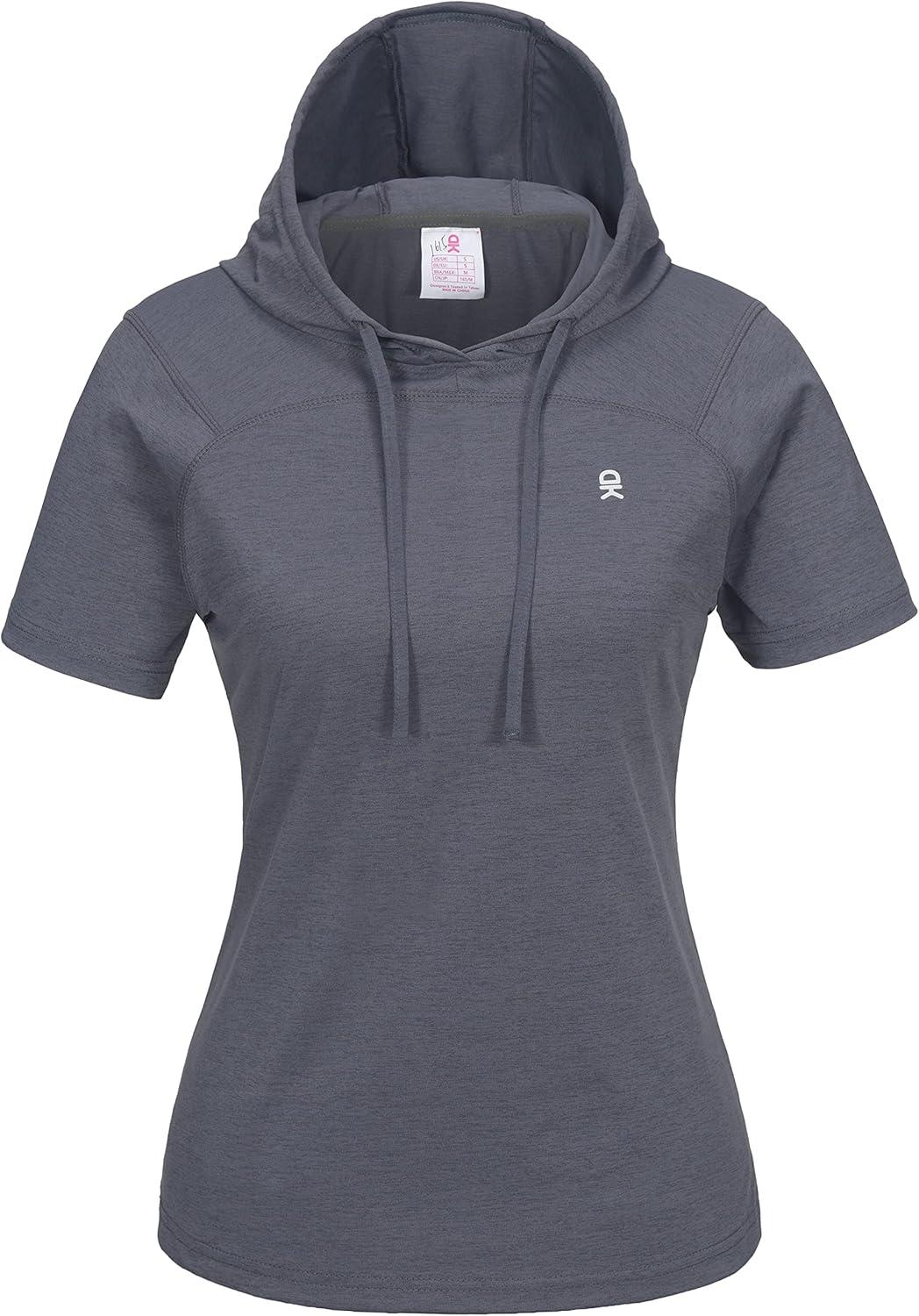 imageLittle Donkey Andy Womens Short Sleeve Quick Dry TShirt with Hood Sun Protection Workout Stretch Basic Tops Tee