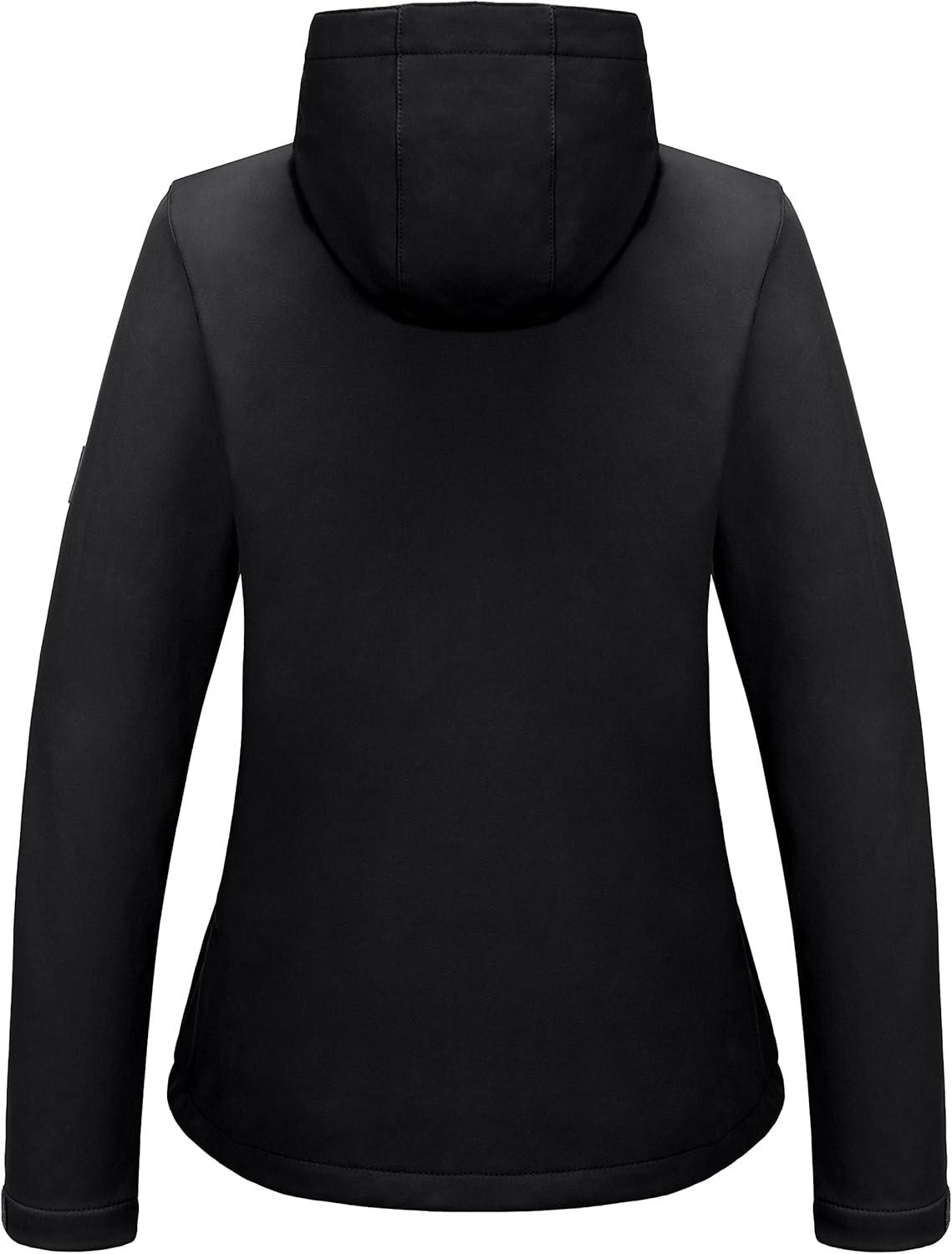 imageLittle Donkey Andy Womens Softshell Jacket Hooded Windproof Fleece Lined Jackets LightweightAblack