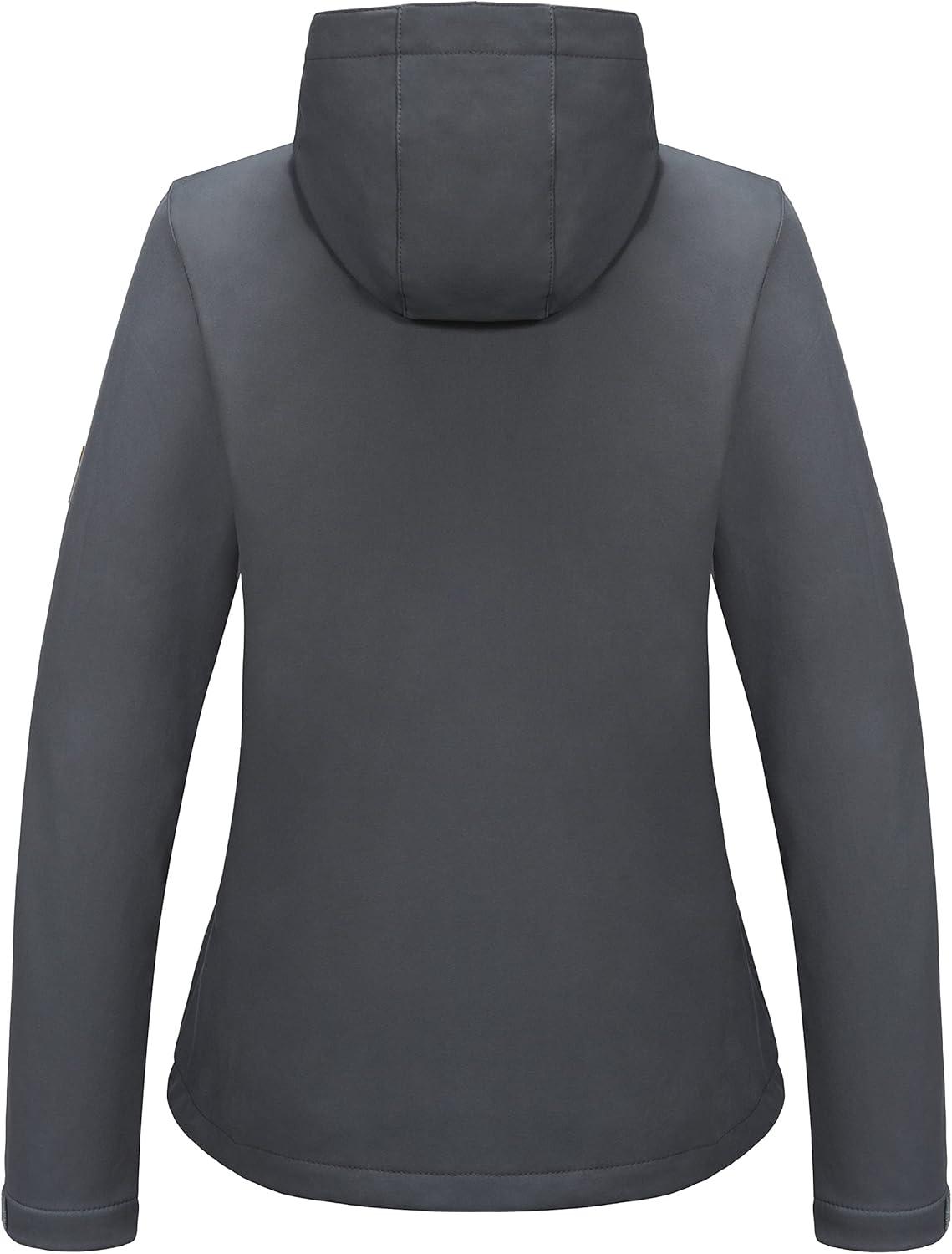 imageLittle Donkey Andy Womens Softshell Jacket Hooded Windproof Fleece Lined Jackets LightweightBgray