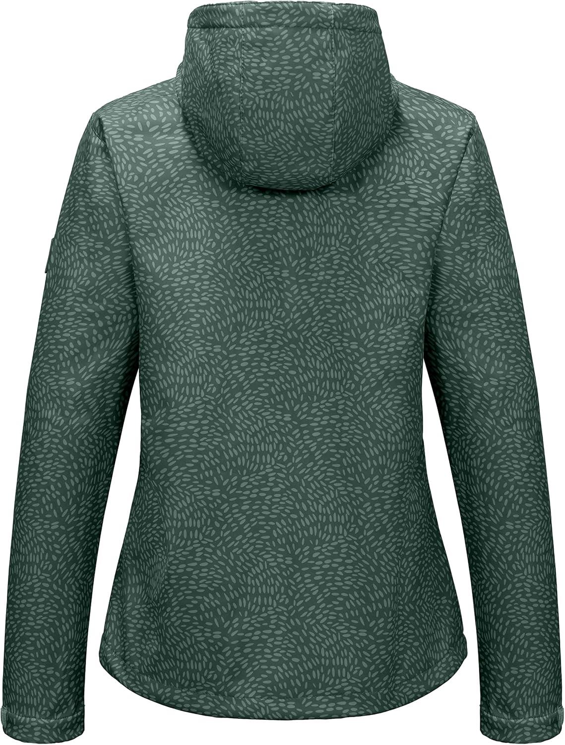 imageLittle Donkey Andy Womens Softshell Jacket Hooded Windproof Fleece Lined Jackets LightweightCgray Floral