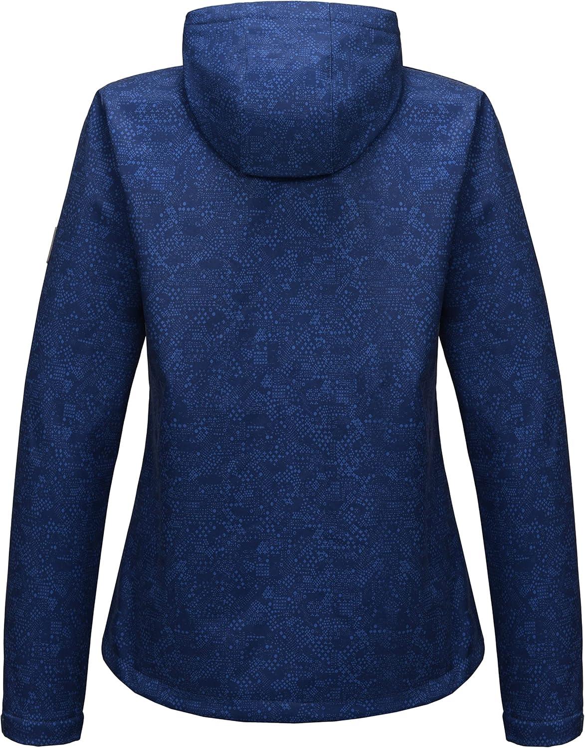 imageLittle Donkey Andy Womens Softshell Jacket Hooded Windproof Fleece Lined Jackets LightweightEblue Floral