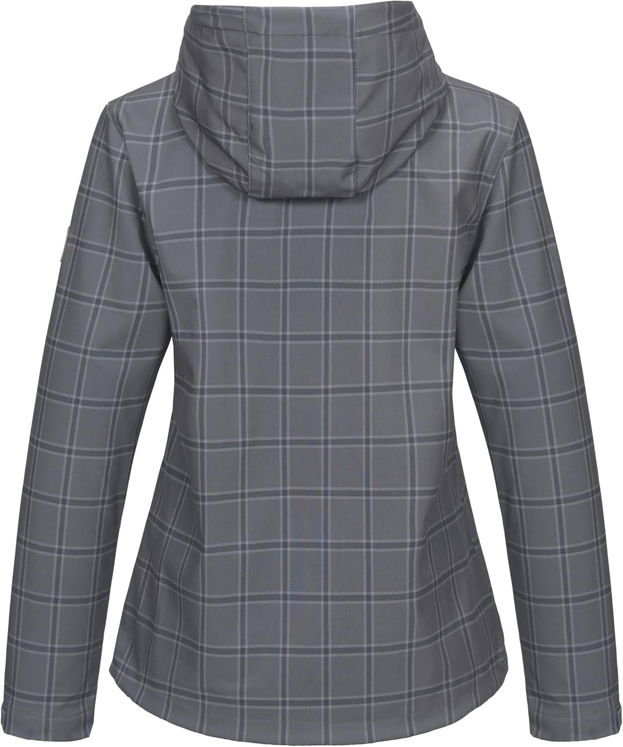 imageLittle Donkey Andy Womens Softshell Jacket Hooded Windproof Fleece Lined Jackets LightweightIgray Plaid