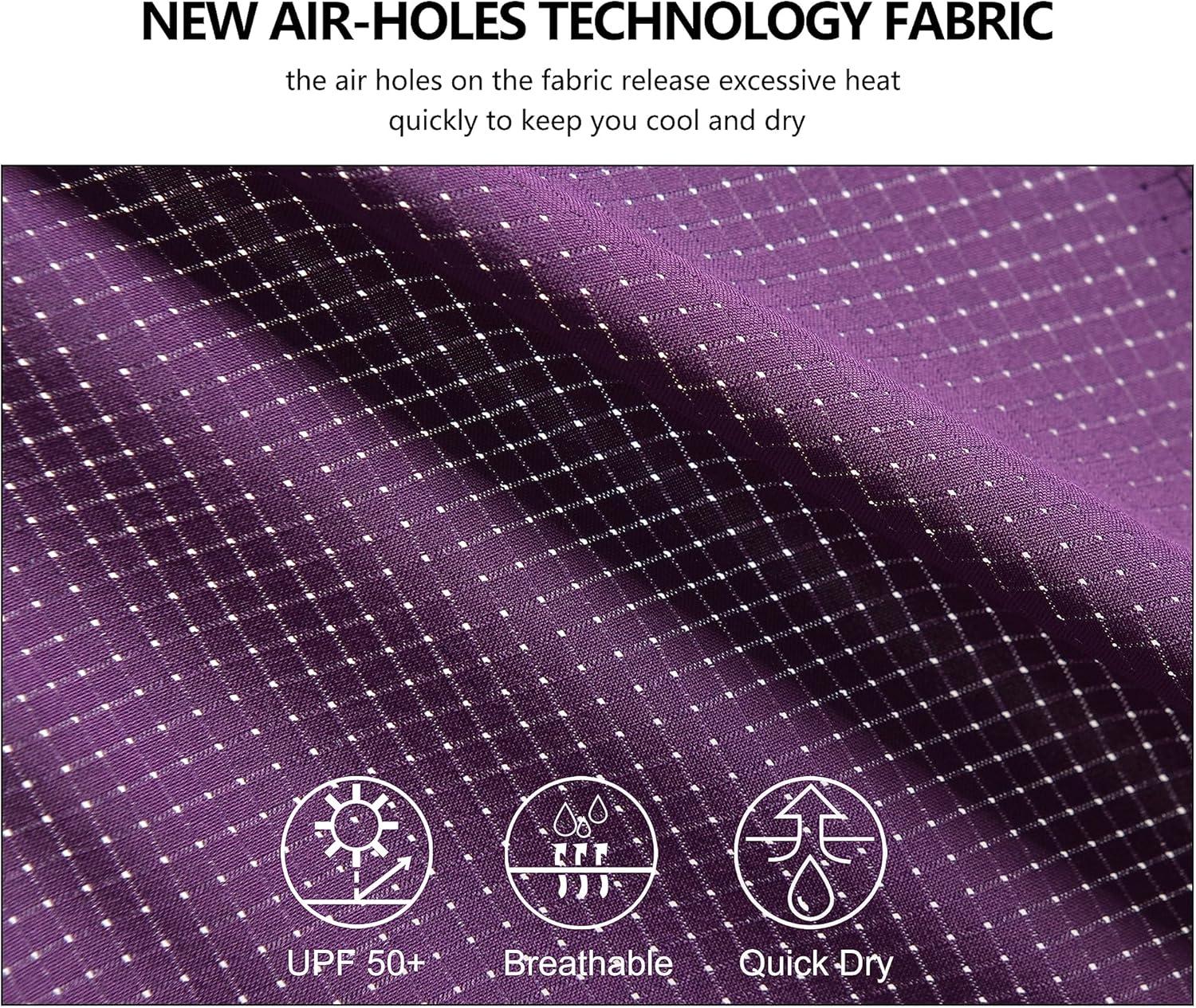 imageLittle Donkey Andy Womens UPF 50 UV Protection Breathable Long Sleeve Hiking Shirt Fishing Travel Shits AirHoles TechDark Purple