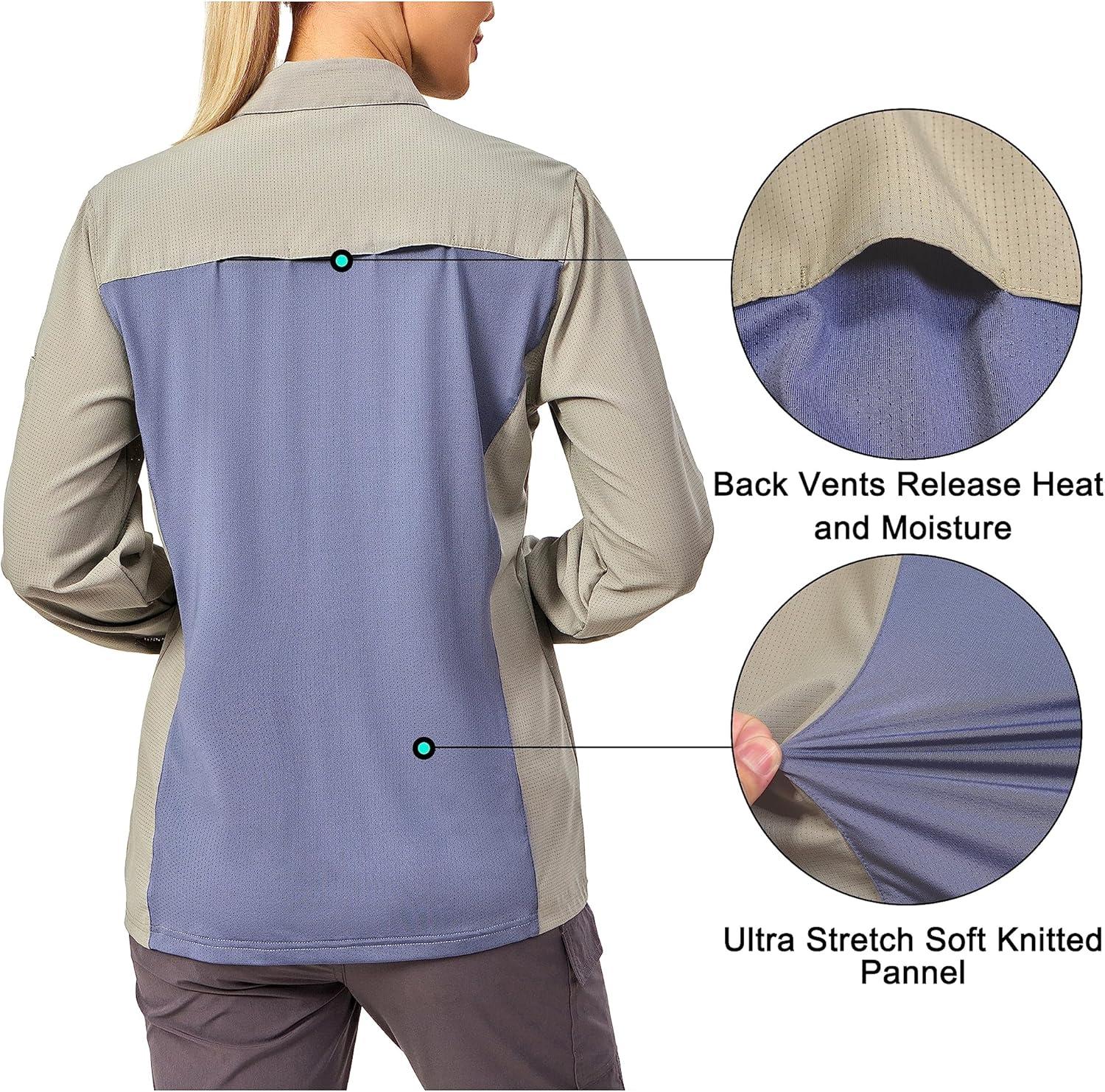 imageLittle Donkey Andy Womens UPF 50 UV Protection Breathable Long Sleeve Hiking Shirt Fishing Travel Shits AirHoles TechLaurel Oak