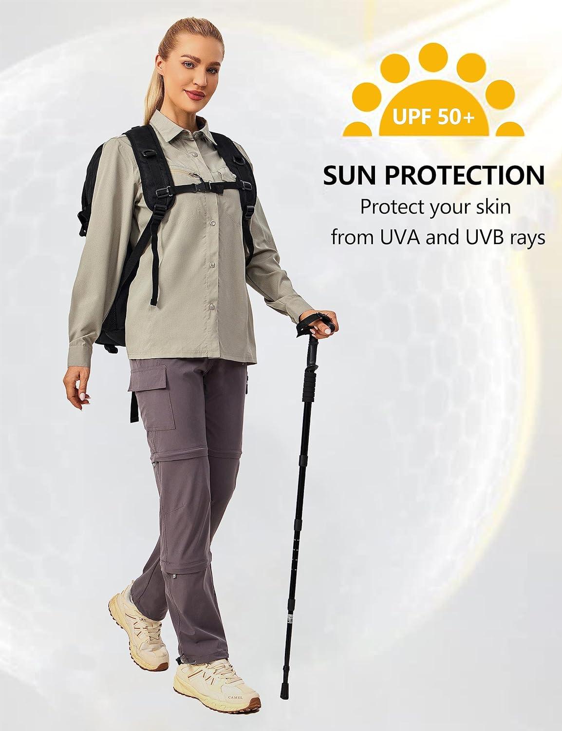imageLittle Donkey Andy Womens UPF 50 UV Protection Breathable Long Sleeve Hiking Shirt Fishing Travel Shits AirHoles TechLaurel Oak