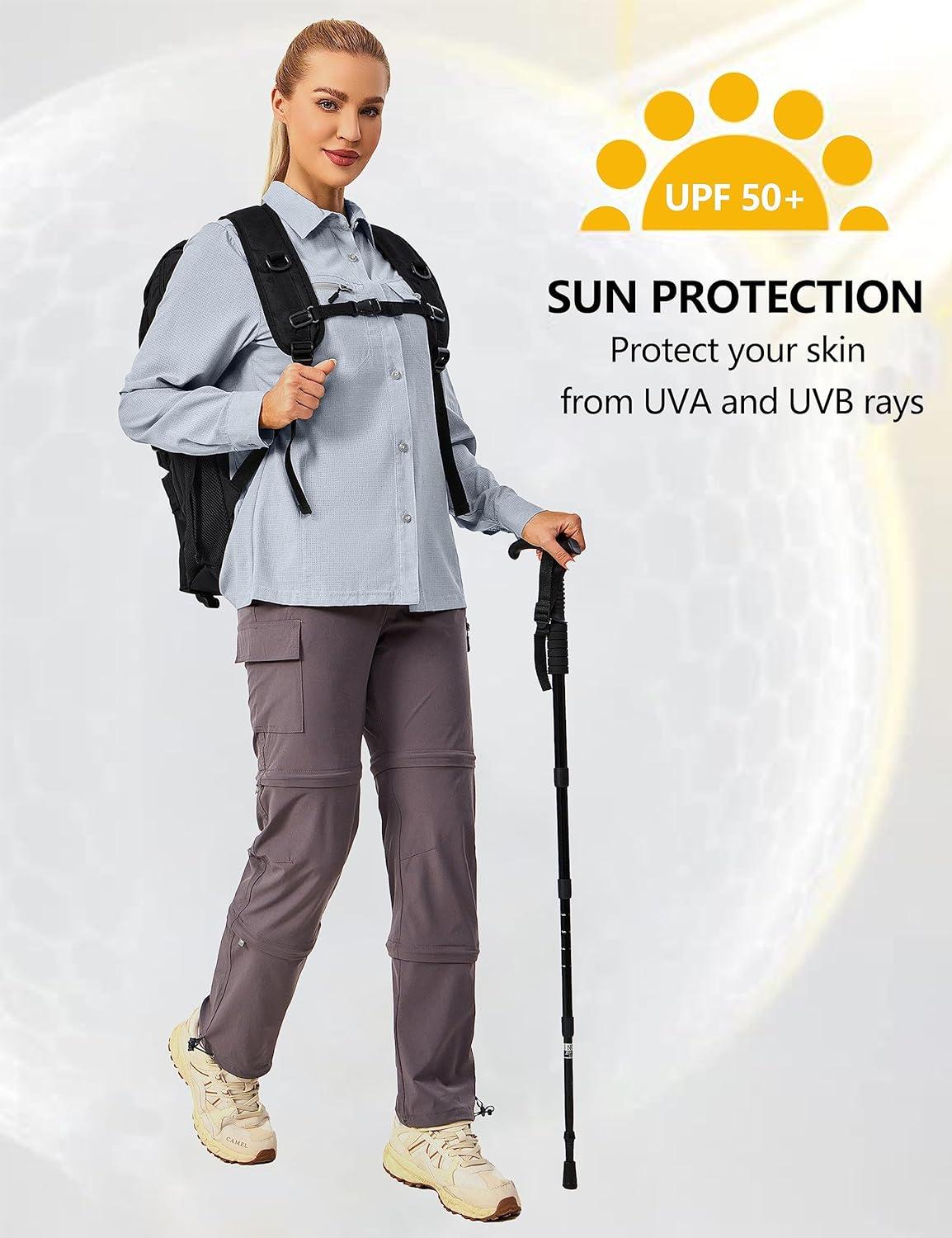imageLittle Donkey Andy Womens UPF 50 UV Protection Breathable Long Sleeve Hiking Shirt Fishing Travel Shits AirHoles TechLight Grey