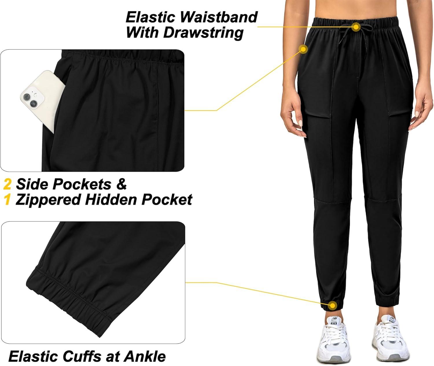 imageLittle Donkey Andy Womens Ultra Stretch Quick Dry Cool Ankle Pants Drawstring Active Travel HikingBlack