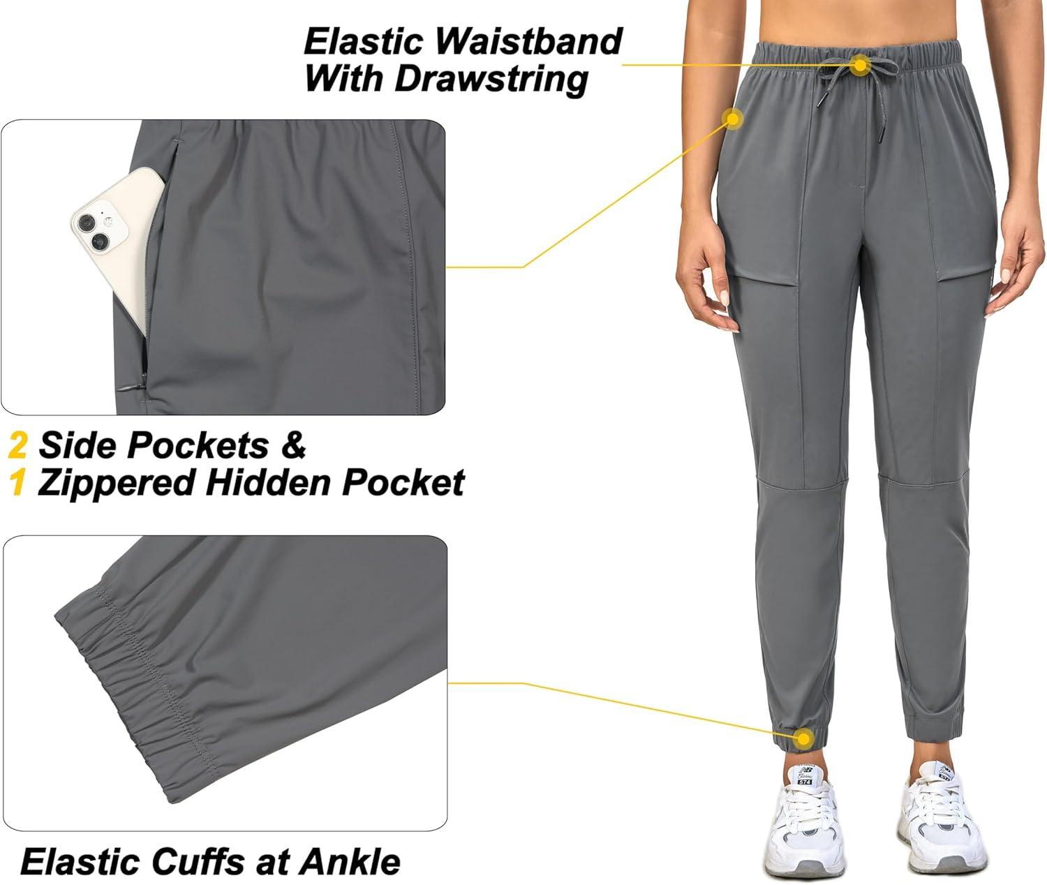 imageLittle Donkey Andy Womens Ultra Stretch Quick Dry Cool Ankle Pants Drawstring Active Travel HikingGray