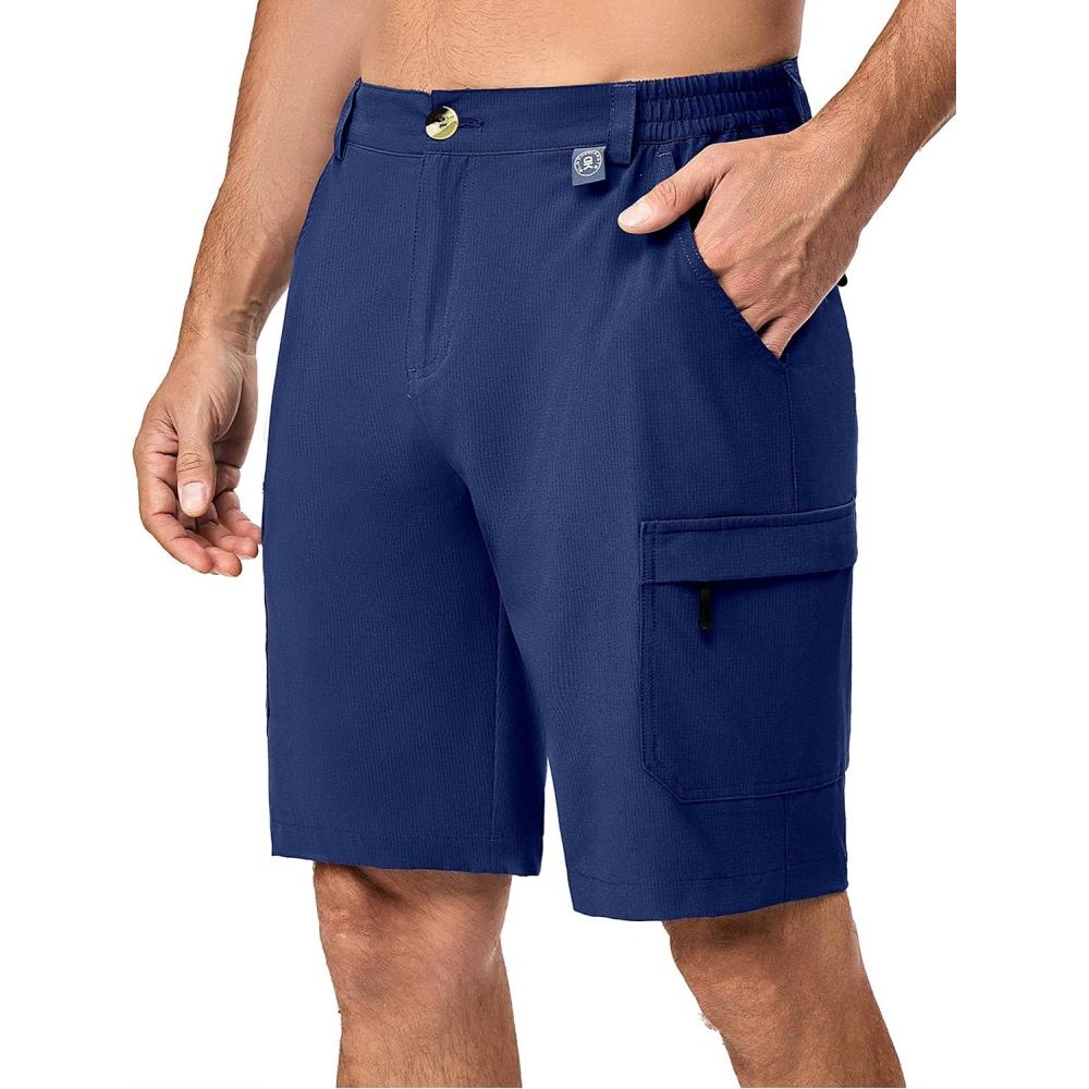 imageLittle Donkey Andy Mens 10 Inch Quick Dry Cargo Shorts Stretch Lightweight Outdoor Hiking Shorts UPF 50Deep Blue