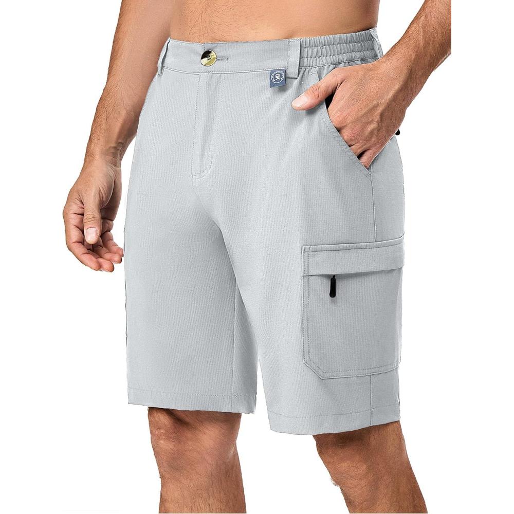 imageLittle Donkey Andy Mens 10 Inch Quick Dry Cargo Shorts Stretch Lightweight Outdoor Hiking Shorts UPF 50Light Grey