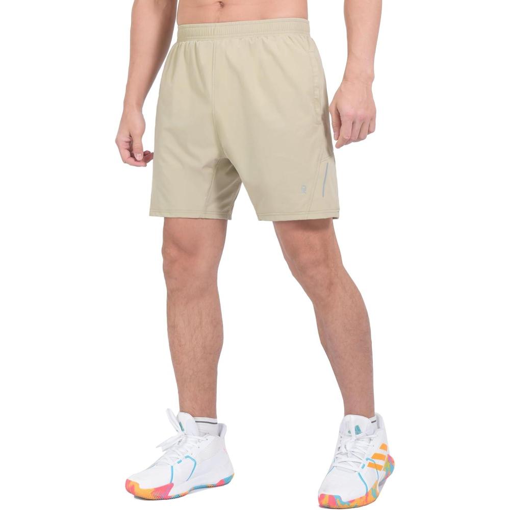 imageLittle Donkey Andy Mens Athletic Running Shorts Lightweight QuickDry Breathable Gym Shorts with Mesh Liner3khaki