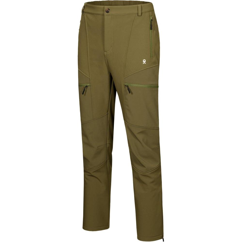 imageLittle Donkey Andy Mens Fleece Lined Softshell Pants for Hiking SKiiing6 Pocketsamber Green