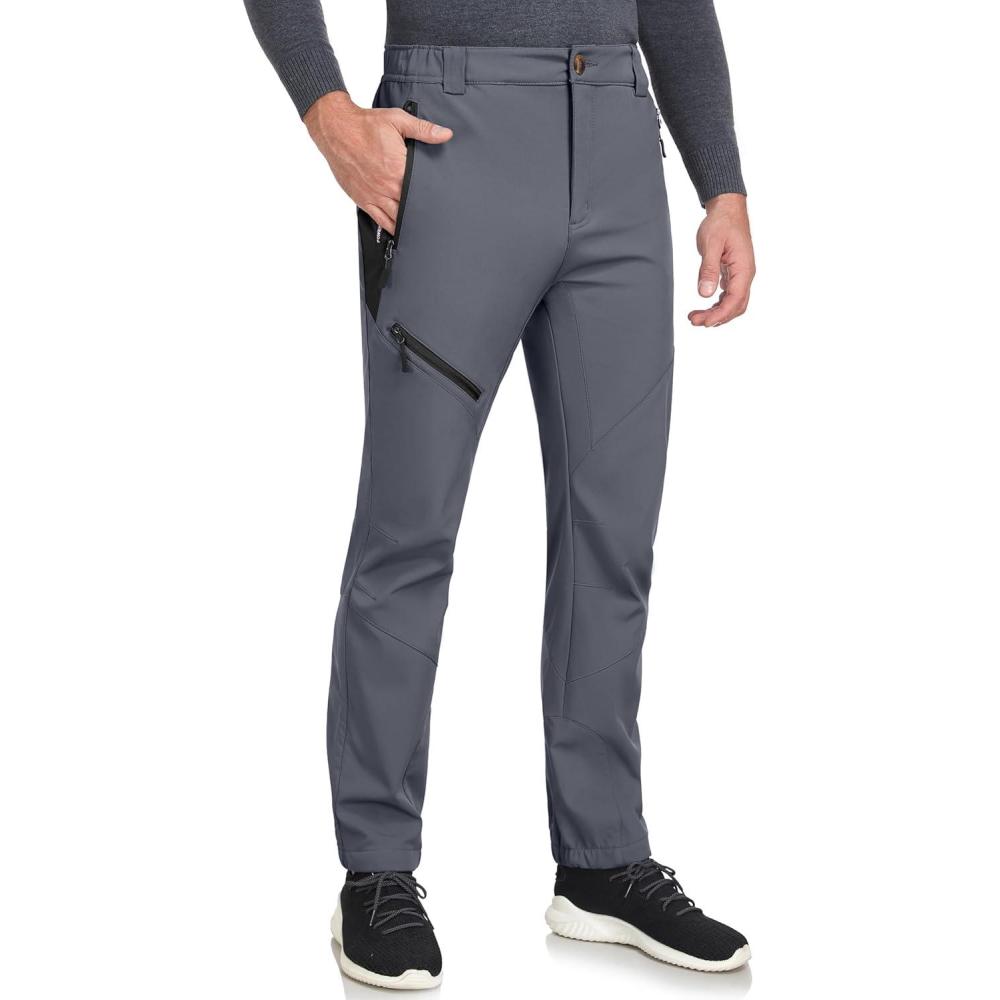 imageLittle Donkey Andy Mens Fleece Lined Softshell Pants for Hiking SKiiingGray