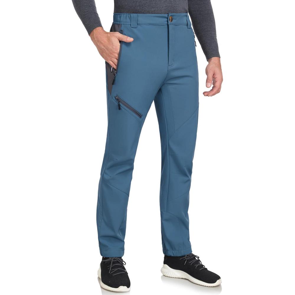 imageLittle Donkey Andy Mens Fleece Lined Softshell Pants for Hiking SKiiingMoonlight Blue