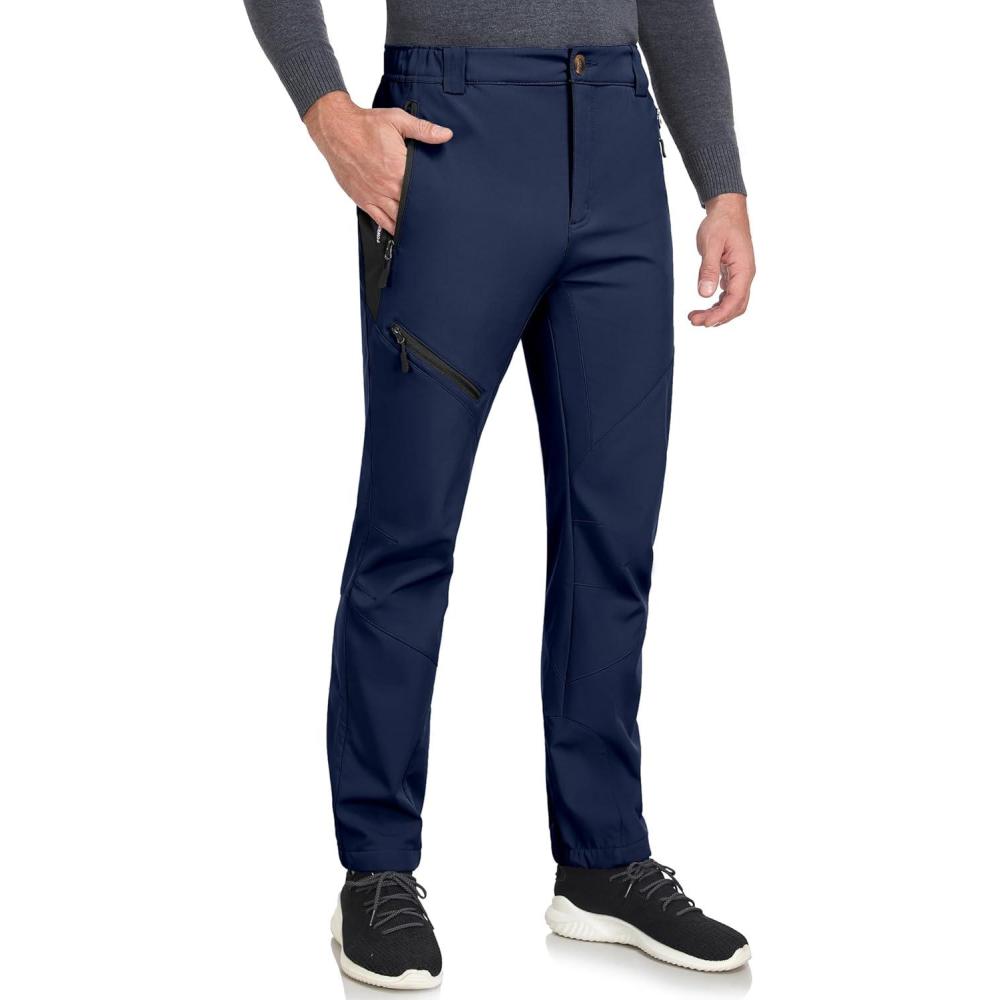 imageLittle Donkey Andy Mens Fleece Lined Softshell Pants for Hiking SKiiingNavy