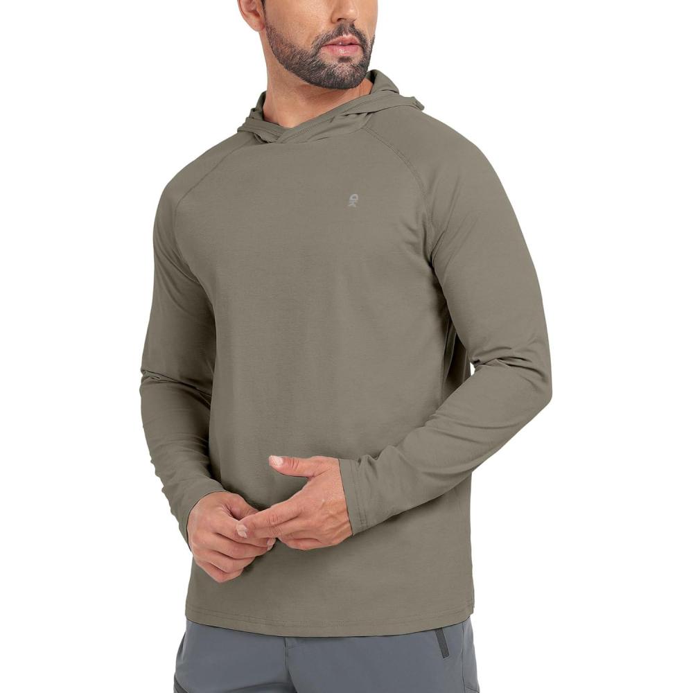 imageLittle Donkey Andy Mens Golf Quarter Zip Pullover Mock Neck Lightweight Sun Protection Long Sleeve Fishing ShirtDeep Khaki Hoodie
