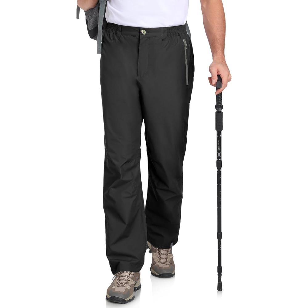 imageLittle Donkey Andy Mens Hiking Pants Lightweight Windproof Outdoor Rain Waterproof Fishing Golf Pants for MenBlack