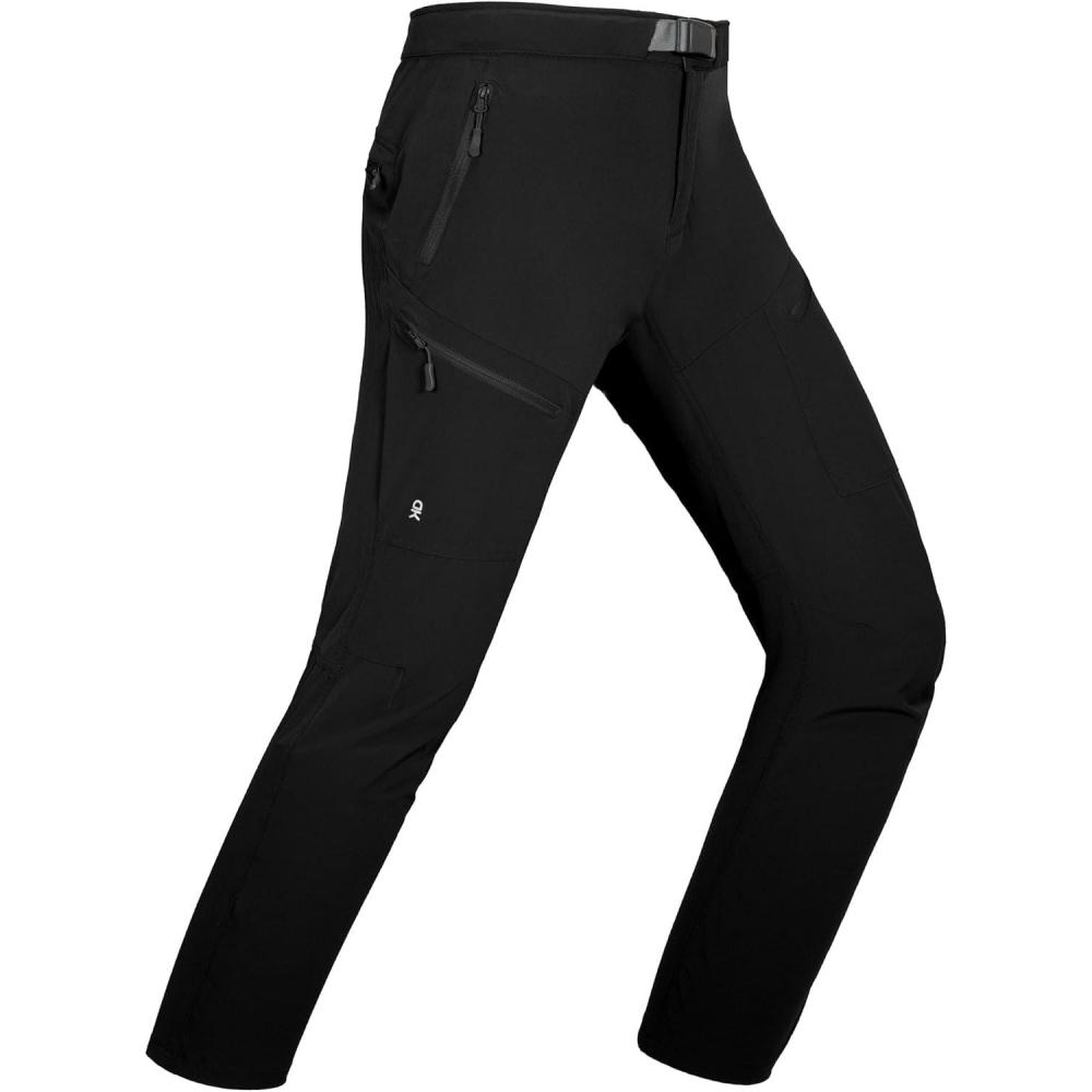 imageLittle Donkey Andy Mens Lightweight Fishing Pants with Belt 5 Zip Pockets Waterproof QuickDry Travel Hiking Outdoor PantsBlack