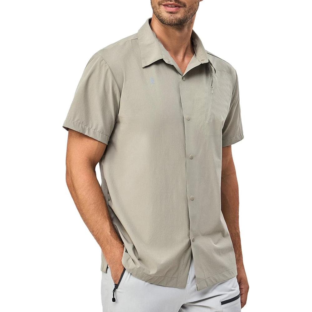 imageLittle Donkey Andy Mens Lightweight Quick Dry Shirts for Hiking Travel Breathable UPF50 Relaxed FitKhaki