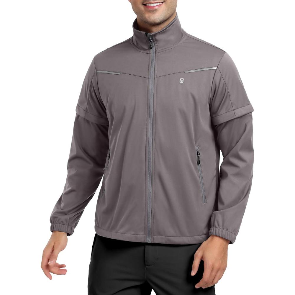 imageLittle Donkey Andy Mens Lightweight Softshell Jackets Waterproof Removable Sleeve for Golf Hiking Cycling RunningB2 Steel Gray