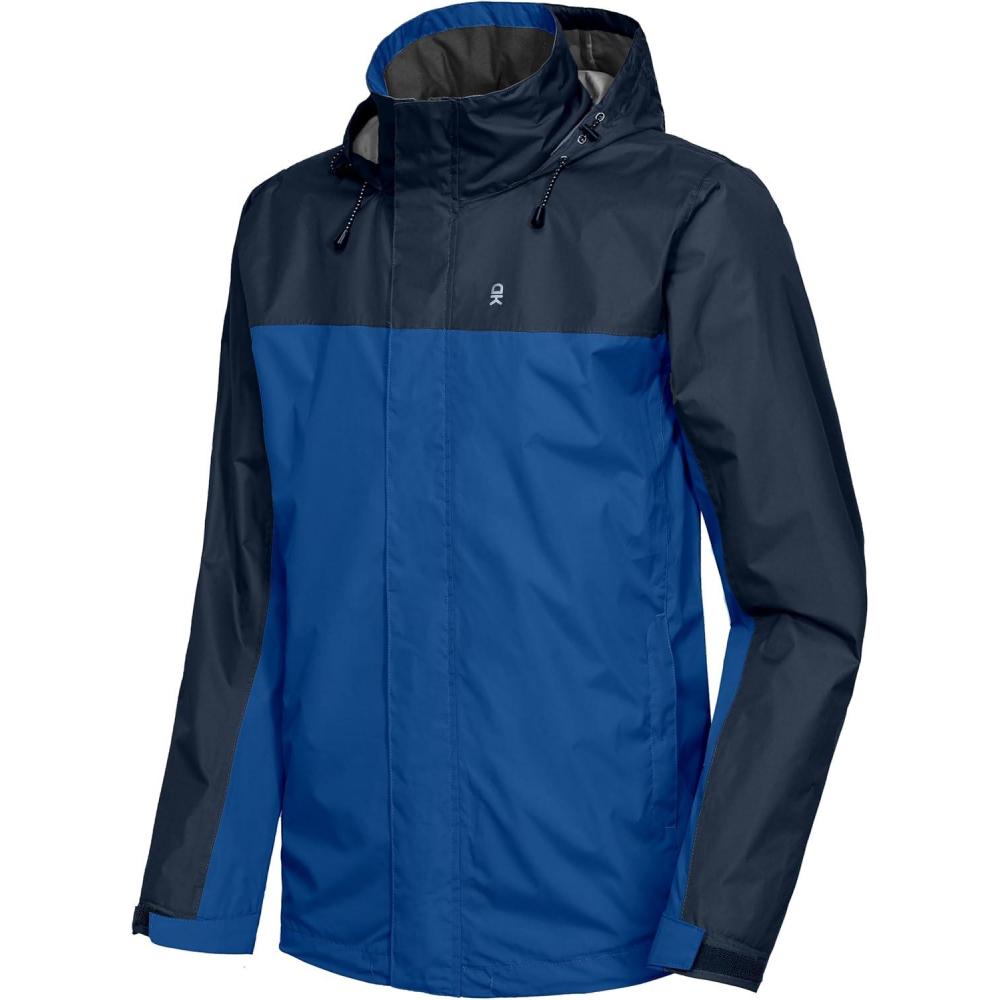 imageLittle Donkey Andy Mens Long Waterproof Rain Jacket with Hood Lightweight Rain Shell for HikingB5blueDeep Blue