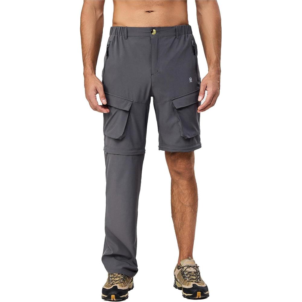 imageLittle Donkey Andy Mens Quick Dry Zip Off Convertible Pants Elastic Lightweight Hiking Travel GolfGrey