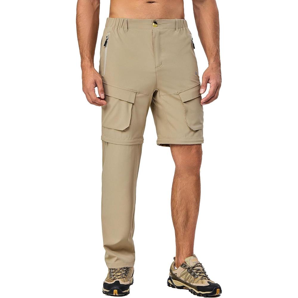 imageLittle Donkey Andy Mens Quick Dry Zip Off Convertible Pants Elastic Lightweight Hiking Travel GolfKhaki