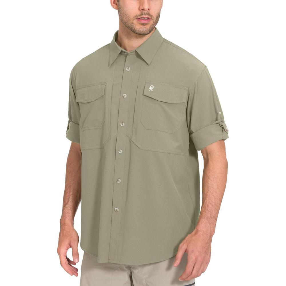 imageLittle Donkey Andy Mens QuickDry Stretch Long Sleeve Shirt for Hiking TravelSage A1