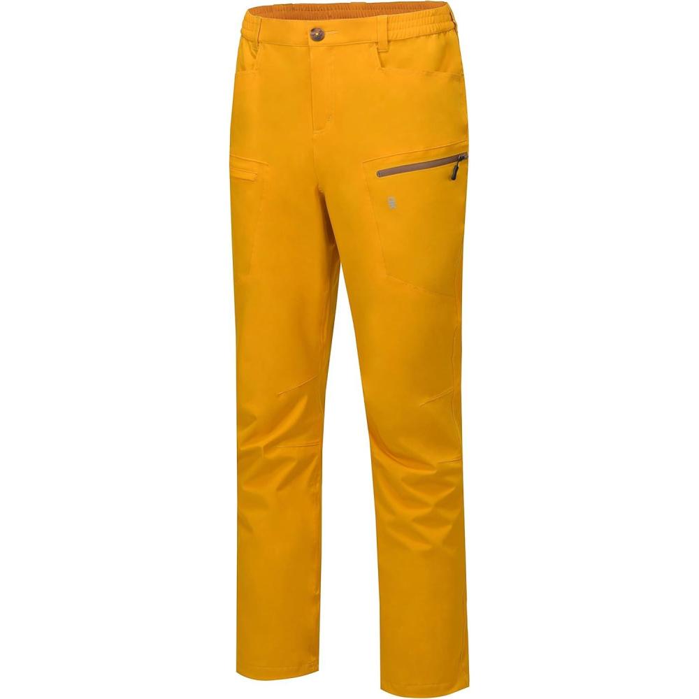 imageLittle Donkey Andy Mens Rain Pants Waterproof Lightweight Breathable Rainproof Pants for Hiking Golf FishingCyber Yellow
