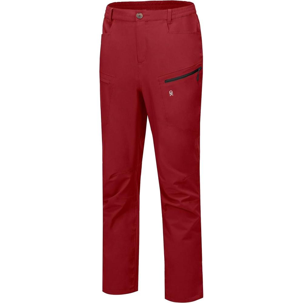 imageLittle Donkey Andy Mens Rain Pants Waterproof Lightweight Breathable Rainproof Pants for Hiking Golf FishingRed
