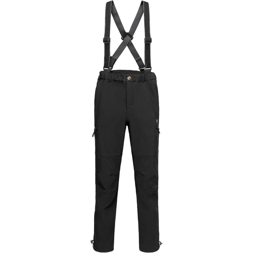 imageLittle Donkey Andy Mens Ski Bibs Fleece Insulated Snow Pants WaterResistant Snowboard Pant Winter with Detachable SuspendersBlack
