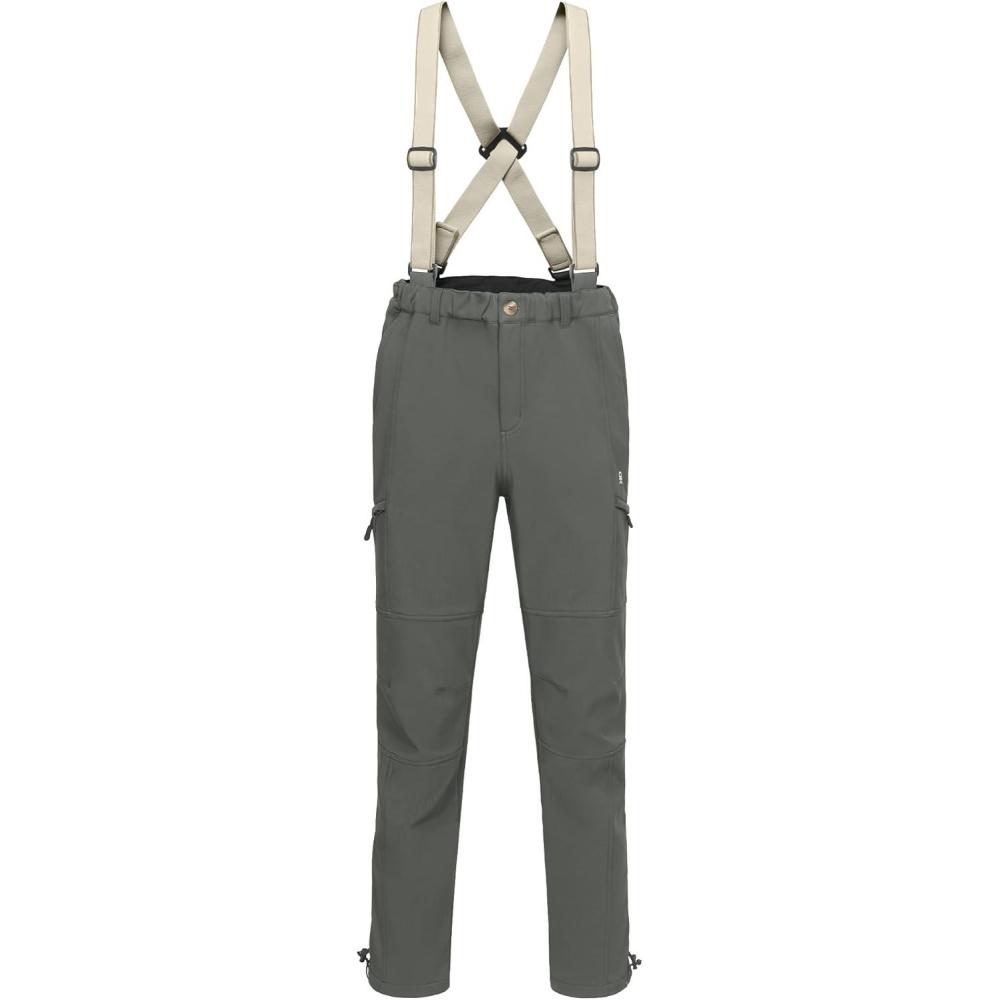imageLittle Donkey Andy Mens Ski Bibs Fleece Insulated Snow Pants WaterResistant Snowboard Pant Winter with Detachable SuspendersRifle Green