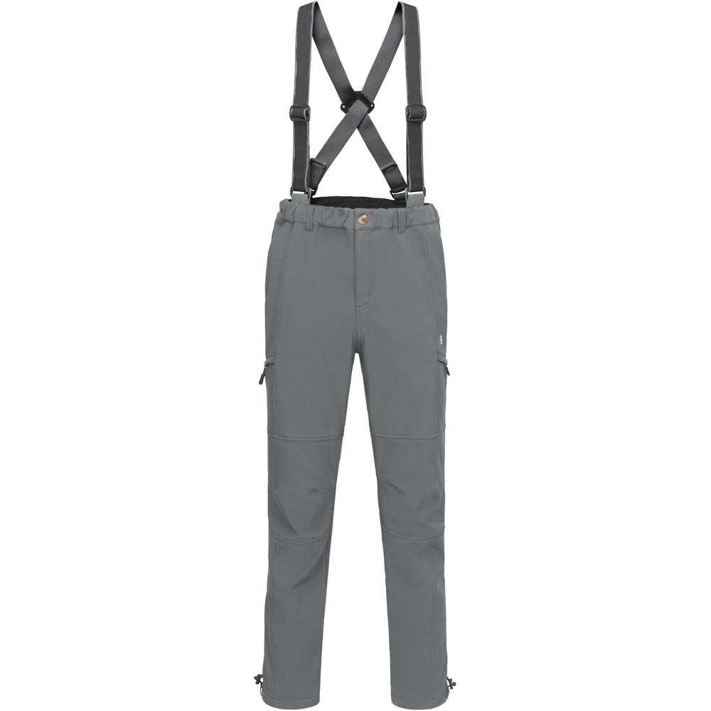 imageLittle Donkey Andy Mens Ski Bibs Fleece Insulated Snow Pants WaterResistant Snowboard Pant Winter with Detachable SuspendersSteel Gray