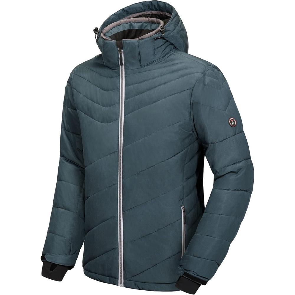 imageLittle Donkey Andy Mens Warm Windproof Ski Insulated Jacket Water Repellent Winter Snowboarding Snow CoatBlue
