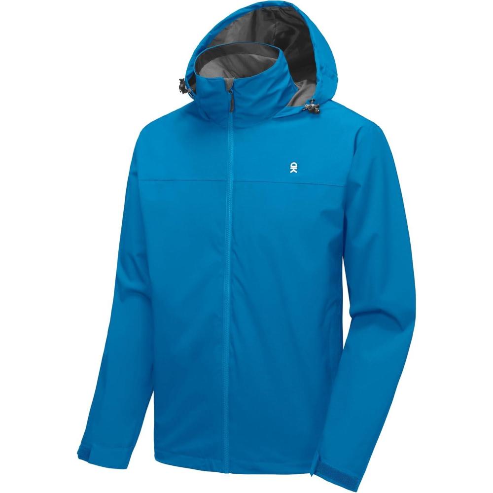 imageLittle Donkey Andy Mens Windbreaker Shell Jacket Lightweight Hooded Waterproof Rain Jacket Raincoat for Outdoor Hiking TravelBlue
