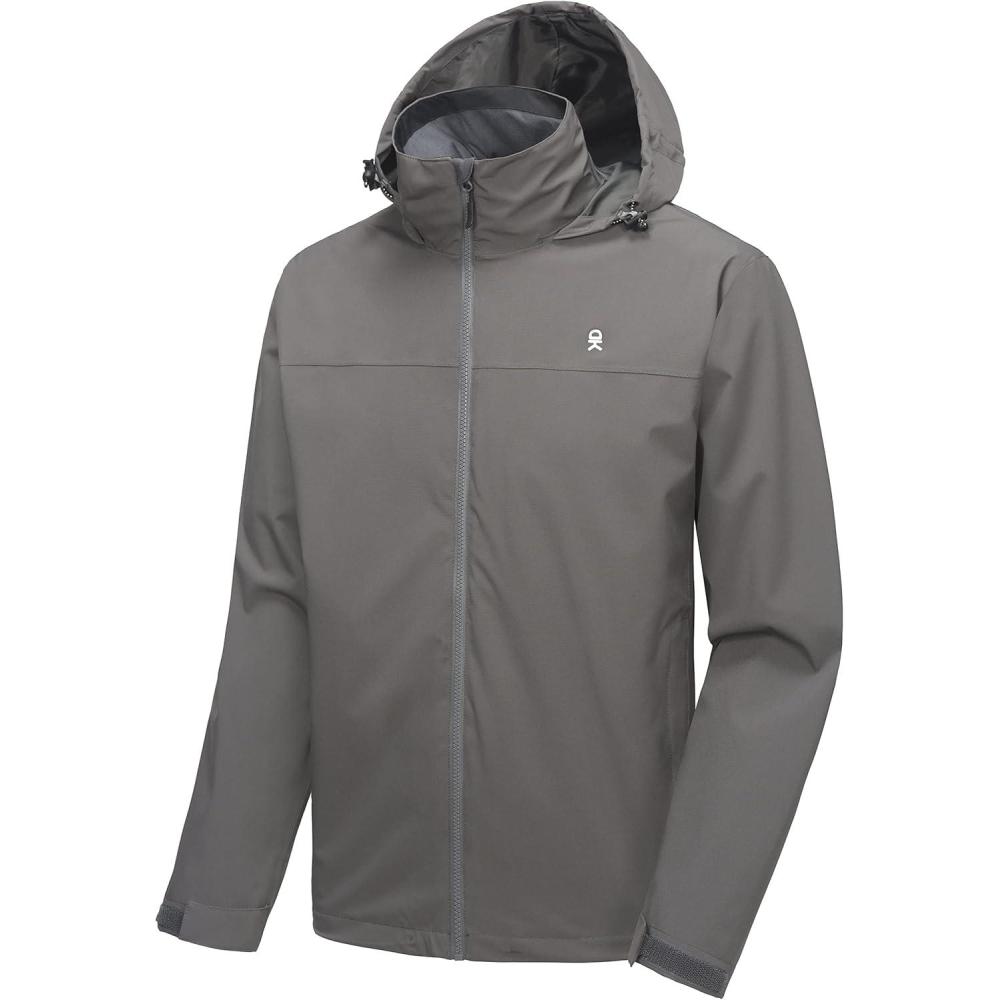imageLittle Donkey Andy Mens Windbreaker Shell Jacket Lightweight Hooded Waterproof Rain Jacket Raincoat for Outdoor Hiking TravelGrey