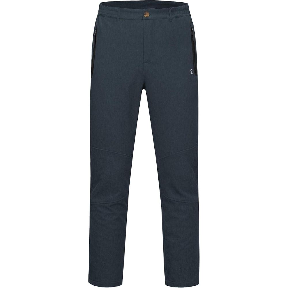 imageLittle Donkey Andy Mens Windproof Fleece Lined Hiking Cargo Pants Water Repellent Softshell Ski Snow PantsB1black Heather