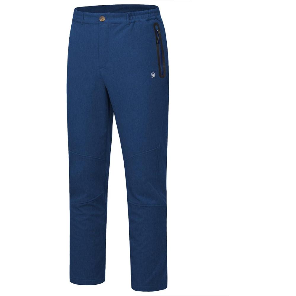 imageLittle Donkey Andy Mens Windproof Fleece Lined Hiking Cargo Pants Water Repellent Softshell Ski Snow PantsB6blue Heather