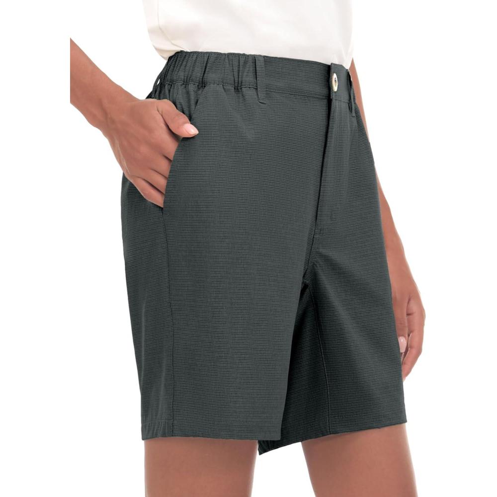 imageLittle Donkey Andy Womens Lightweight Quick Dry Golf ShortsBlack Stripes