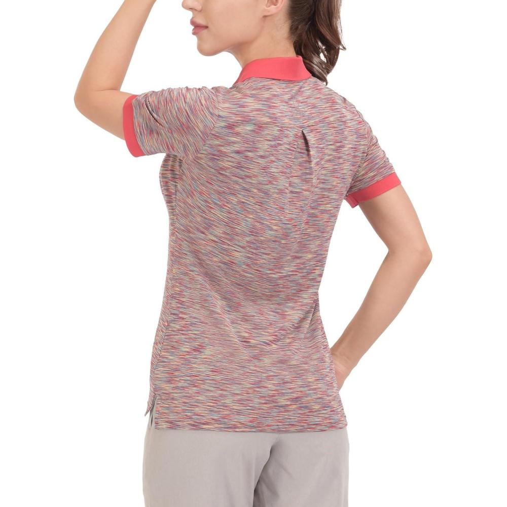 imageLittle Donkey Andy Womens Lightweight Sport Cool DRI UPF 50 Polo Shirt MoistureWicking Performance with 3ButtonsHeather Poinsettia