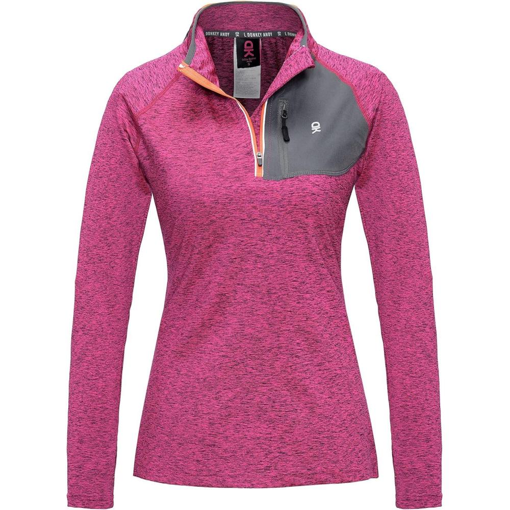 imageLittle Donkey Andy Womens Long Sleeve Running Shirts Workout Gym Sports TShirt Quick DryScarlet