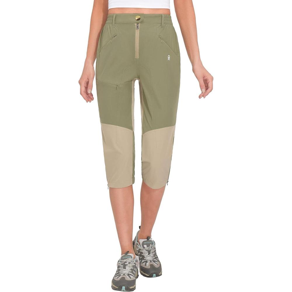 imageLittle Donkey Andy Womens Quick Dry Capri 34 Hiking Lightweight Stretch WaterResistant Pants Golf CasualGreenbrier